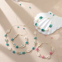 Boho Natural Shell Rope Chain Choker Necklaces Women Kids Cartoon Starfish Turtle Choker Summer Holiday Beach Jewelry Gift