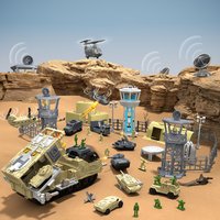 Children's Military Camp Scene Toy Set, Scene Simulation Battle Toys, Including Small Tanks, Small Airplanes, Small Soldiers, Military Camp, Observation Tower, Bunker, Radar, Roadblock, Fence, and