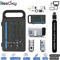 Resoxy Vital Signs Monitor Portable Rechargeable Touch Medical Patient Monitor ECG RESP NIBP TEMP PO2/PR For Connect To Computer