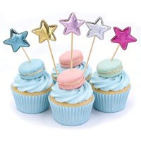 50/100PCS Shiny Reflective Cake Topper Decorations Star Shape Birthday Wedding Party Dessert Table Baking Decor Supplies