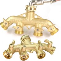 BSP NPT 3/4" 4-way Brass Ball Valve Adapter for Faucet Extender Tap Watering Connector Splitter Garden Hose Irrigation Adapter