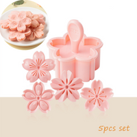 5pcs/set Sakura Cookies Mold Cherry Blossom Pink Biscuit Fondant Mold Cranberry Cookies Flower Shape Press Flower Baking Cutters
