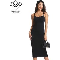 Wechery Woman Underwear Sheath Flat Belly Waist Shaper Body Slimming Dresses U-Neck Backless Halter Split Dress Plus Size 6XL