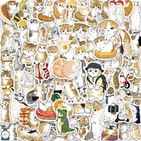 64PCS Cute Cartoon Yellow cat Sticker Office Luggage For Phone Coffee Motorcycle Phone Stationery Amazon bestseller Decals
