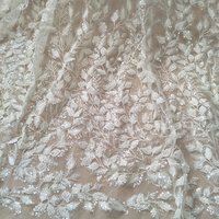 ivory beading gown dress lace fabric 130cm width leafs lace fabric sell by yard