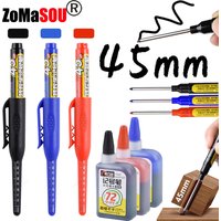 1-6Pcs 45mm Waterproof Long Nib Deep Hole Marker, Multi-Purpose for Concrete, Brick, Plastic, Black/Blue/Red Ink
