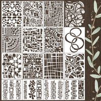 1PC 20x20cm 4PCS + 20x25cm 11PCS Stencil Templates Reusable Square Rectangle Painting DIY Wall Wood Fabric Art