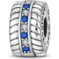 925 Sterling Silver Blue Woven Safety Buckle Sparkling CZ Zircon Charms Bead Fit Original Bracelet DIY Women Jewelry