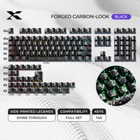 XVX Black Forged Carbon-Look Cherry Profile Side-Printed Shine Through PC Keycap Set 140-key