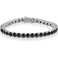 Nuoya Hip Hop 4mm Black Nano Zircon Tennis Bracelet Silver Plated Iced Out Black Diamond Chain for Man Women Gift 6-7inch