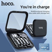 HOCO U114 PD60W Multifunctional Charging Data Cable Set Box Storage Makeup Mirror Portable Travel Mobile Phone Holder Multi Head