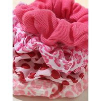 4 PCS Sweet Pink Series Hair Ties, Hair Ropes, Autumn & Winter, Versatile Heart and Flower Large Intestine Hair Ties, Cute, Girl