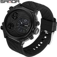 SANDA 2024 Fashion Outdoor Mens Watches Top Brand Military Sports Quartz Watch Bright screen Display Wristwatch Waterproof Clock