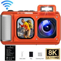 49FT Underwater Camera 8K 48MP WiFi Waterproof Digital Camera with Touchscreen Dustproof Shockproof Rugged Camera for Snorkeling