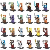 Hot Minecrafte Game Cartoon Toys 8pcs Building Blocks Steve Pixel My World Figures Assemble Building Green Creeper Bricks Toy