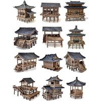 Miniature Landscape Mini Fish Tank Bonsai Desk Decoration Accessories Rockery Pavilion Antique Architectural Home Decor