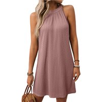 New Women Summer Dresses Fashion Simple Casual Street Halter Vest Dress Sleeveless Off Shoulder Solid Loose Short Dress Sundress