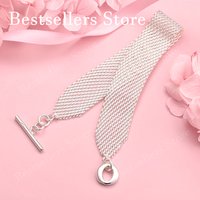 Elegant 925 sterling silver 8-inch exquisite woven strap, men's and women's bracelet, fashionable party, wedding gift, jewelry