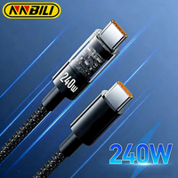 NNBILI Type C to Type C Cable 240W Fast Charging Charger USB C to USB C Transparent Cable For Iphone 17 POCO Realme Macbook iPad