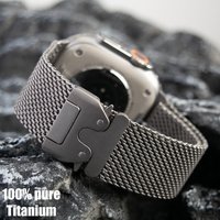 Pasek z tytanu do Apple Watch Ultra 4/3/2 49 mm, seria iWatch 12, 11, 10, 9, 8, naturalny tytan, pasek typu Milanese Loop, zapięcie typu „parachute”.