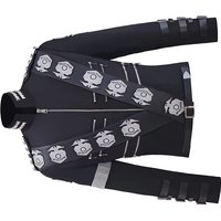 Famous Singer Cosplay Costume Black Jacket With Silver embroidered Eagle Badges Michael Punk Metal Style Jacket Coat