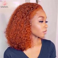 #350 Orange Ginger Deep Wave Bob Wig Human Hair 13x4 Lace Frontal Wig Short Curly Orange 4x4 Lace Front Wigs 8-16 Inches