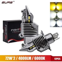 EURS 2PCS Fighter Foco H4 9003 Led Bulbs Car/motorcycle Headlight 16000LM 2V 24V 6000K Super h4 Led Car headlight Bulbs lampada