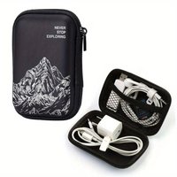 Mountain Explore Slogan Print Shockproof Electronics Case Portable Travel Zipper Bag for Earphone Charger Data Cable Hard Drive