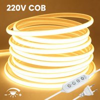Dimmable 220V COB LED Strip Switch Dimmer EU Power Kit Waterproof 288LEDs/m Warm Natural White Flexible Tape for Room Decor Lamp