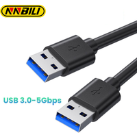 NNBILI USB 3.0 Cable Short Type A USB 3.0 Male to Male cord for Laptop Cooling Fan,Camera,USB hub,Switch,Double USB A male cable