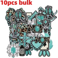 10PCS Bulk Blue Western Denim Decorative Patch Embroidery Cloth Sticker Agate Sticker Tide Play Cross Bag Dress Embroidery
