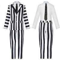 Beetlejuicee Cosplay Costume Black-and-white Striped Suit Halloween Carnival Outfits Big Size Beetle Costume Gothic Suit