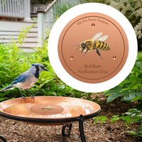 Bird Bath Metal Disk Bee Pattern Fountain Filtration Bird Bath Metal Purification Disk for Outdoor Garden Deck Patio Bowl