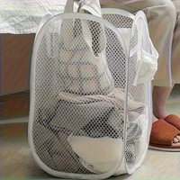 Sleek Design, Extra-Large Pop-Up Mesh Laundry Basket with Handles - Lightweight, Hamper for Bathroom, Bedroom & Dorm Storage