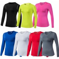 Base Layer Fitness Sport Shirt Quick Dry Women long Sleeves Top Gym jogging lady T-shirt Train Workout Clothing White Yoga Shirt