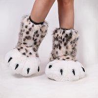 Fursuit Paw Shoes, Anime Cosplay Plush Footwear for Comic Con Performance