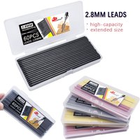 60Pcs/Box Black Yellow Red Large Capacity 2B Woodworking Mechanical Lead Core 2.8mm Marking Architectural Painting Pencil Lead