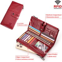 Women Clutch Wallet Genuine Leather Long Wallet Hasp Card Holder Vintage Male Zipper Coin Purse Money Bag Portemonnee