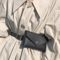 Women Waist Bag PU Leather Fanny Pack Chest Bag Women's Belt Fashion Pin Buckle Thin Belt Bag
