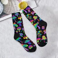 Rainbow Mushroom Socks Retro Fashion Men's Socks Comfortable Warm Unisex Casual Outdoor Sports Socks Novelty Funny Socks Gift