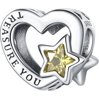 PANPOKI 925 Sterling Silver Star Shaped Hollow Heart-shaped Pendants Bracelet Necklace Charms Fit Jewelry Party Beads DIY Gifts
