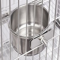 Stainless Steel Bird Water Cup Hanging Cage Feeder Small Parrot Budgie Finch Bowl 6.5cm