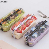 50Pcs Clear Rectangle Dessert Container 280ml Rectangle Cake Container Loaf Deli Container Fruit Packaging Box〔CC11〕