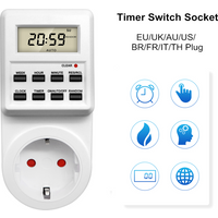 Electronic Digital Timer Switch Socket 24 Hour Cyclic Kitchen Timer Outlet Programmable Timing Socket EU UK AU US BR FR IT Plug
