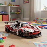 NEW Technical Red City Racing Car Building Blocks Set Creative DIY tabletop Decor Model Super Vehicle Toys for Boys Kids