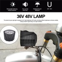 AA86 Ebike LED Headlight Accessories 36V 48V Lamp 3pin Built-in Horn Front Light 4 LED Bulbs for Electric Scooters Bicycles