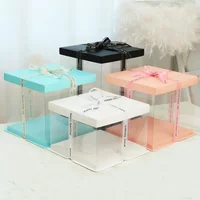 4/6/8/10inch Transparent PVC Cake Boxes For Packaging Dessert Valentine Plush Bear Rabbit Gift Wedding Flower Box Party Decor