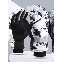 AliExpress NONE Printed Graffiti Thick Ski Gloves for Unisex Outdoor Cycling Sports Wool Warm Gloves Electric Bike Cycling Work Sports Gloves