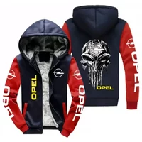 New Winter Men Fashion High Quality 321Opel Logo Long Sleeve Jacket Casual Hoodies Zipper Wool Liner Fleece Sweatshirt Coat
