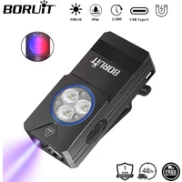 BORUiT EV30 550LM Keychain EDC Flashlight Type-C Rechargeable UV LED Work Light Torch with Magnet Camping Pocket Lantern